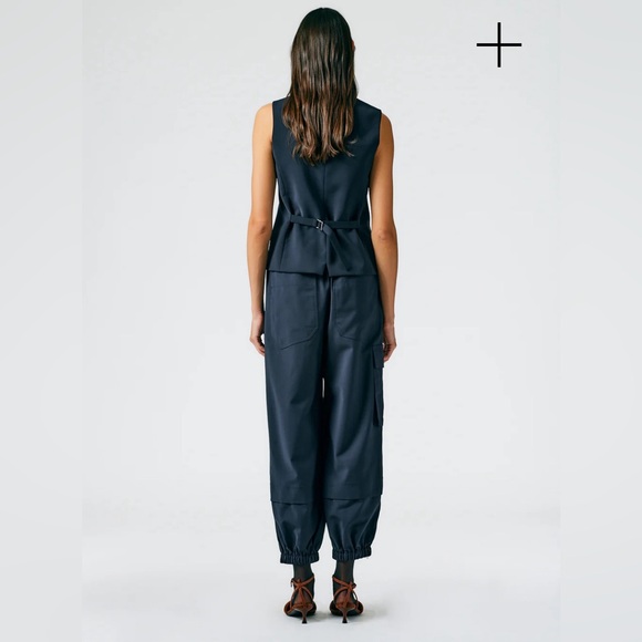 L, Tibi Navy-black tropical wool joggers, sold out size and color - Picture 3 of 8